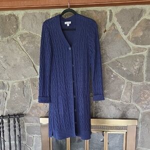 Denim&Co Women's Deep Blue Cable Knit Cardigan